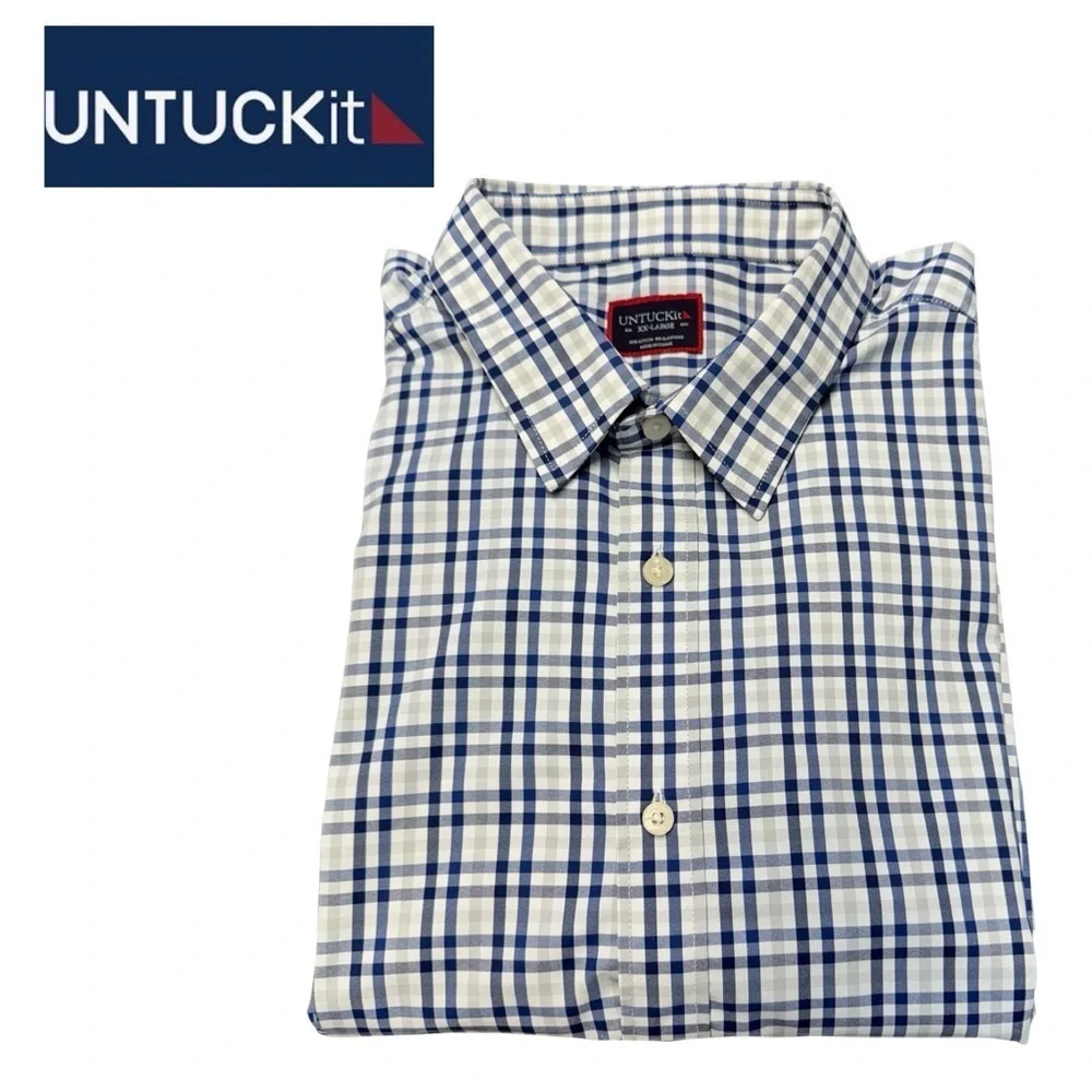 UNTUCKit Allendale Blue and Gray Plaid Shirt